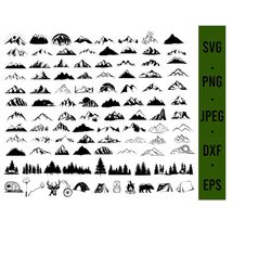 Mountain Bundle SVG | Mountains SVG | Camping SVG Files for Cricut, Silhouette, Laser Engraving | Digital Files | Nature