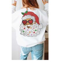Santa with Sunglasses PNG Christmas PNG Cute Christmas Shirt Sublimation Design Cheerful Sparkly Glitter Christmas Light