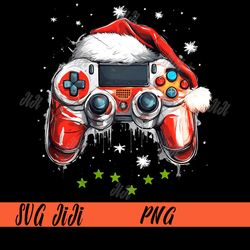 Video Game Controller Santa Hat PNG, Christmas Gaming PNG, X-Mas Gamer PNG