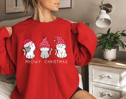 Meowy Christmas Sweatshirt,Happy Cat Year Shirt,Funny Christmas Cat Shirt,Cat Christmas Sweatshirt,Cats Sweatshirt,Cat L