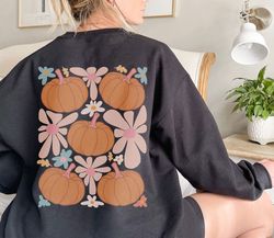 Two sided vintage floral Pumpkins SweaT-Shirt Png, Retro Pumpkin SweaT-Shirt Png, Cute SweaT-Shirt Pngfor fall, fall vib