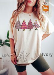 Pink Christmas Tree t-shirt, Cute Christmas Shirt, Women Holiday Shirt, iPrintasty Christmas, Women Christmas Shirt, Com