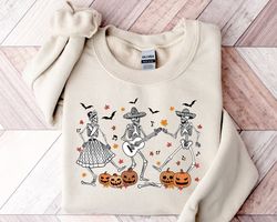 Halloween Dancing Skeleton SweatShirt Png, Halloween Cowgirl Dancing Shirt Png, Western Halloween SweatShirt Png, Hallow