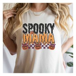 Checkered Spooky Mama PNG, Spooky Vibes, Mama sublimation, Halloween Png Shirt Designs, Halloween png, Retro Halloween p