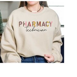 Pharmacy Tech Sweatshirt, Pharmacy Technician Hoodie, Pharmacy Tech Gift Idea, Leopard Print Pharm Tech Crewneck LS166