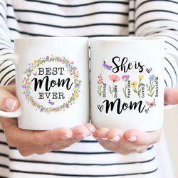 best mom coffee mug, mothers day gift mug, best mom ever flower mug