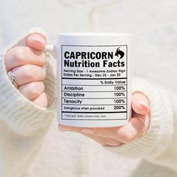capricorn nutrition mug, capricorn zodiac mug, capricorn star sign