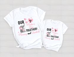 Personalized Name Our First Mothers Day Matching Shirt PNG, Elephant Mom and Baby First Mothers Day Shirt PNG, First Mot