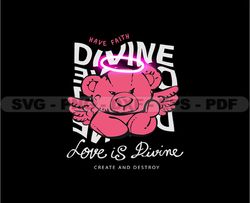 Divine Bears, Angel Teddy Bear Stretwear, Teddy Bear Tshirt Design, Streetwear Teddy Bear PNG, Urban, DTG, DTF 16