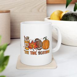 tis the season fall football mug, football season, pumpkin mug