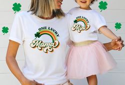 Retro One Lucky Mama Shirt Png, St. Patrick's Rainbow, Funny St Patrick's Day Shirt Png, Shamrock Shirt Png, St. Patrick