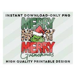 Merry Grincmas PNG, Christmas, Funny Christmas, Leopard Print, Retro Christmas PNG, Grinc PNG, Sublimation Designs