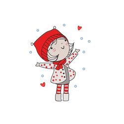 Cute Winter Girl Embroidery Design, 4 sizes, Instant Download