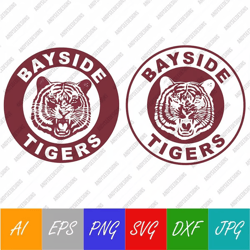 Bayside Tigers High School Logo - Saved By The Bell - Vector Digital Download SVG, Ai, EPS, Png, Jpeg, Dxf