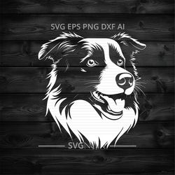 border collie svg | png eps dxf svg ai | cricut & silhouette laser engraving, decals stickers clipart