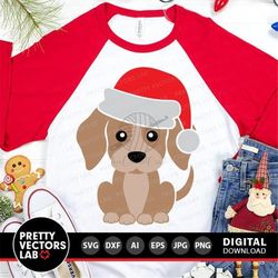 Christmas Puppy Svg, Cute Dog with Santa Hat Svg, Funny Holiday Svg, Dxf, Eps, Png, Kids Cut Files, Baby Clipart, Winter