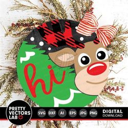 Reindeer Welcome Svg, Christmas Cut Files, Farmhouse Svg, Round Sign Svg, Holidays Svg, Funny Winter Svg, Dxf, Eps, Png,