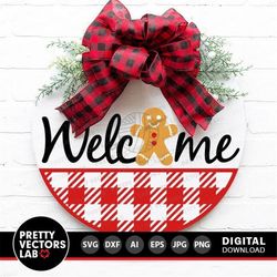Welcome Christmas Svg, Christmas Cookie Svg, Gingerbread Svg Dxf Eps Png, Round Sign Svg, Farmhouse Svg, Winter Cut File