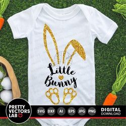 Little Bunny Svg, Easter Bunny Cut Files, Bunny Ears Svg, Dxf, Eps, Png, Baby Svg, Kids Shirt Design, Rabbit Feet Clipar
