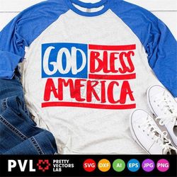 4th of July Svg, God Bless America Svg, USA Flag Cut Files, Patriotic Clipart, America Svg Dxf Eps Png, Memorial Day Svg