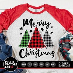 Merry Christmas Svg, Buffalo Plaid Christmas Tree Cut Files, Holiday Svg Dxf Eps Png, Farmhouse Sign Svg, Winter Clipart