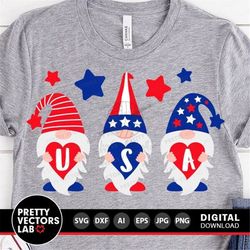 Patriotic Gnomes Svg, 4th of July Cut Files, American Gnome Svg, Love USA Svg, Dxf, Eps, Png, Farmhouse Sign Svg, Americ