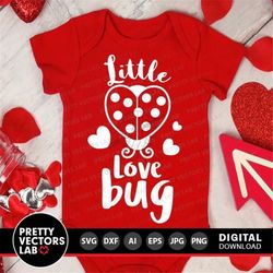 Little Love Bug Svg, Valentine's Day Cut Files, Baby Valentine Svg, Ladybug Svg Dxf Eps Png, Toddler, Kids Shirt Design,