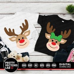 Reindeer Svg, Christmas Svg, Reindeer Head Svg Dxf Eps Png, Kids Cut Files, Boy & Girl Clipart, Xmas Shirt Svg, Deer Svg