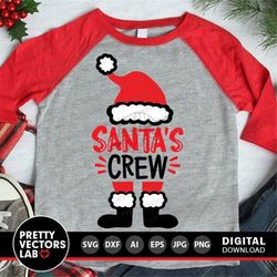 Santa's Crew Svg, Christmas Svg Dxf Eps Png, Funny Holiday Cut Files, Santa Hat and Feet, Kids Svg, Family Shirt Design,
