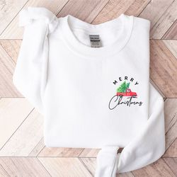 merry Christmas Sweatshirt, Christmas truck Sweatshirt, Gift Idea, minimal Christmas design, Sweater gift, Christmas Gif