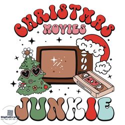 Christmas Movie Junkie TV Cassettes SVG