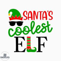 santa&#39;s coolest elf  instant digital download  svg, png, dxf, and eps files included! christmas, elf hat and feet
