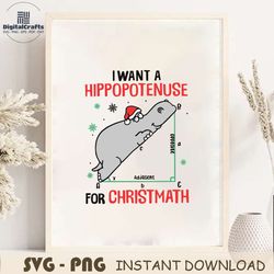I Want A Hippopotenuse For Christmath SVG