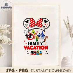 Disney Family Vacation 2024 Minnie Head SVG