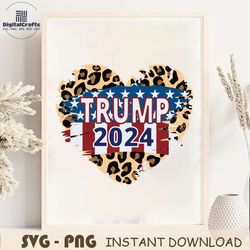 Trump 2024 For President Leopard Heart SVG