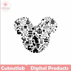 Mickey mouse dentist,Mickey Mouse silhouette Png, Cartoon character Cut file Dxf, Cricut,mickey dentist,mickey dental in