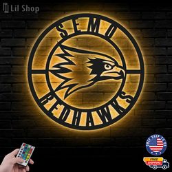 Southeast Missouri State Redhawks Metal Sign, NCAA Logo Metal Led Wall Sign, NCAA Wall decor, LED Metal Wall Art