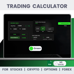 Trading Calculator For Stocks, Crypto, Options, Forex (Green Mode) -  Instant Download