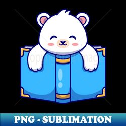 cute polar bear with book cartoon - elegant sublimation png download - revolutionize your designs