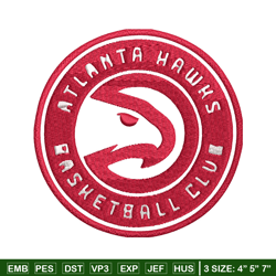 Atlanta Hawks logo Embroidery, NBA Embroidery, Sport embroidery, Logo Embroidery, NBA Embroidery design.