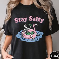 Stay Salty Distressed T-Shirt, Vintage Skeleton Beach Tee, Grunge Skull Shirt, Unisex Tee Shirt, Stay Salty Sweatshirt H