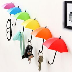 6 pcs colorful umbrella wall hooks: decorative key holders for home & office