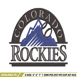 Colorado Rockies logo Embroidery, MLB Embroidery, Sport embroidery, Logo Embroidery, MLB Embroidery design.