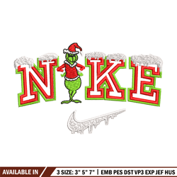 Grinch nike Embroidery Design, Nike Embroidery, Embroidery File, Brand Embroidery, Logo shirt, Digital download