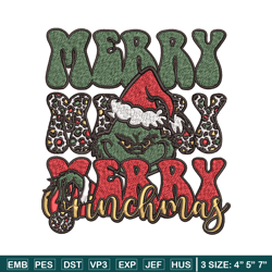Merry Christmas Grinch Embroidery design, Grinch christmas Embroidery, logo design, Embroidery File, Instant download