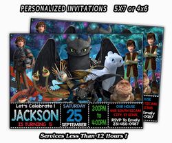 How To Train Your Dragon 3 Invitation, Customizable Digital Birthday Party Card. Personalized Invitation
