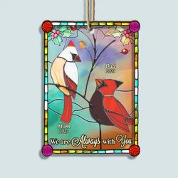 Custom Cardinal Suncatcher - Personalized Christmas Ornament for Family