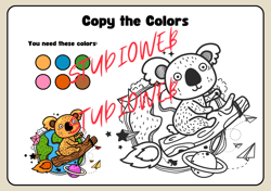 Vibrant Menagerie: Coloring Animals Worksheet PNG