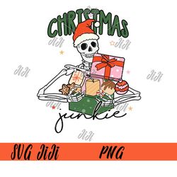 Christmas Junkie PNG, Skeleton Santa Claus PNG, Merry Christmas PNG