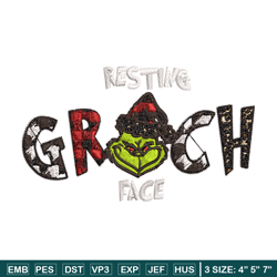 Resting Grinch Face Embroidery design, Grinch christmas Embroidery, Grinch design, Embroidery File, Instant download.